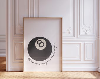 Magic 8 Ball Print | Lucky You Poster, Billiards Art (Digital Download)