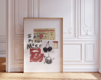 Retro Collage Wall Art Print, "I am My Own Muse" (Digital Download)
