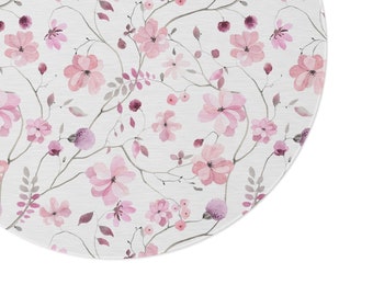 Pink Floral Round Rug: Pastel Nursery Decor (5-Foot)