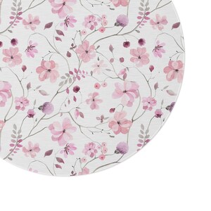 Pink Floral Round Rug: Pastel Nursery Decor (5-Foot)