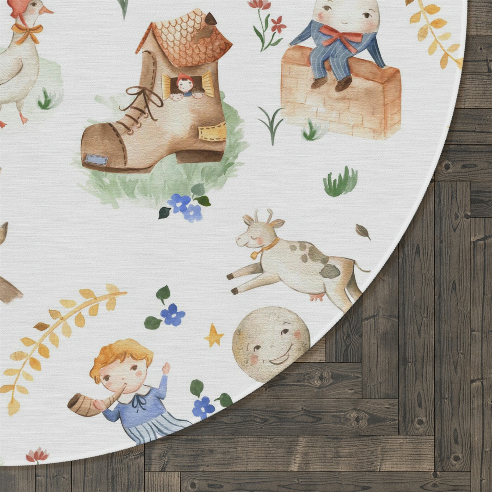 Watercolor Nursery Rhyme Rug: Kids' Playroom Decor (5-foot) - Etsy