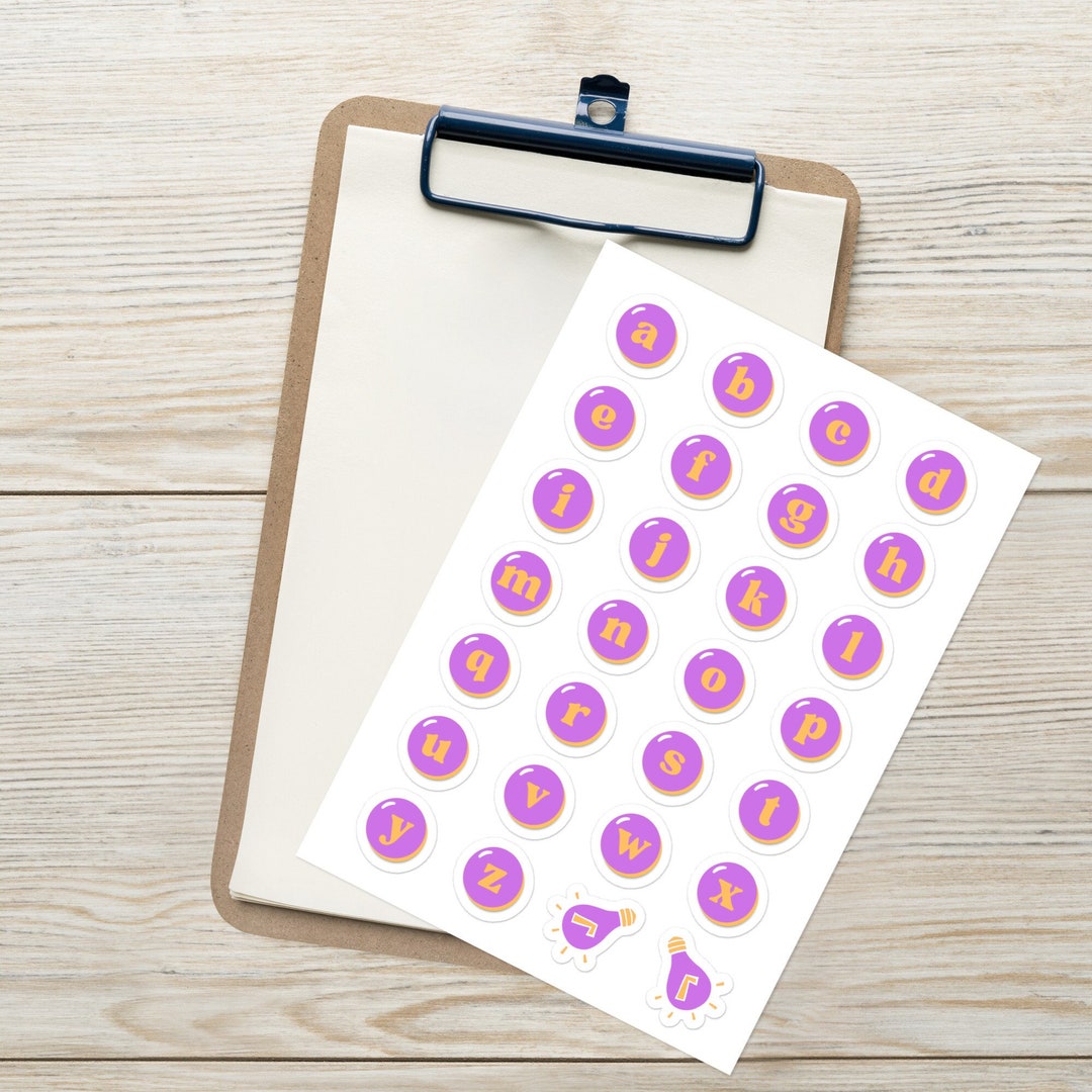 Retro Lowercase Alphabet Sticker Sheet, Crafts and Alphabet Learning