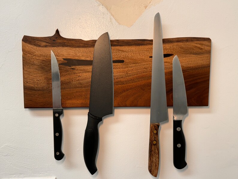 Wall Mounted Knife Block With Black Resin Etsy