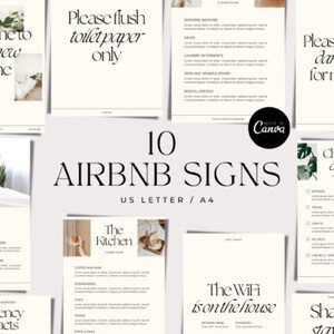 Editable 10 AirBnb Signs Canva Template