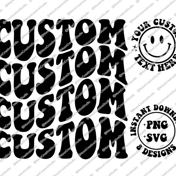 Custom Wavy Text Png Svg, custom wavy font, Custom wavy letters svg, custom wavy stacked svg, custom wavy font, retro font, Digital Download