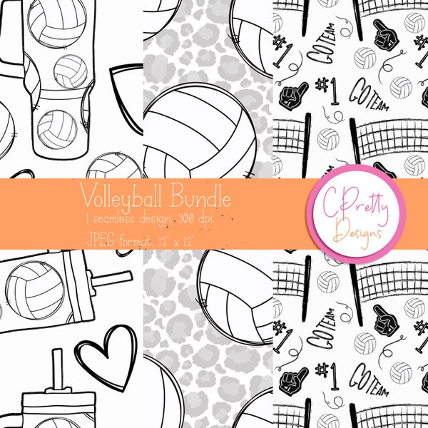 Volleyball seamless pattern bundle repeating pattern for fabric volleyball seamless digital pattern for commercial use volleyball pattern