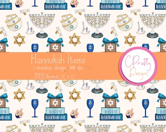 Hannukah seamless pattern for fabric commerical use pattern Hannukah digital seamless repeating fabric Jewish pattern seamless Jewish