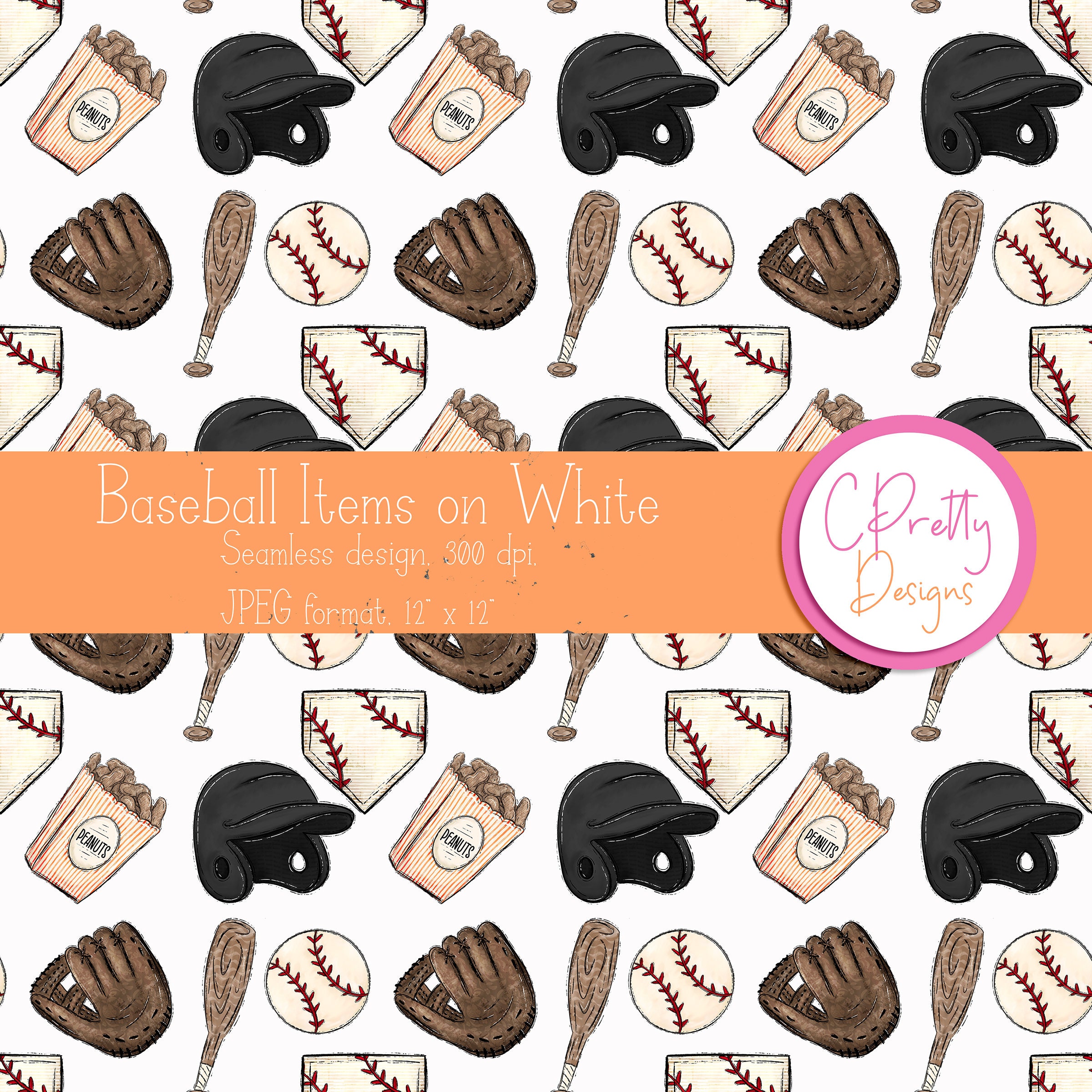 Baseball Seamless Pattern Repeating File for Fabric Printing Baseball ...