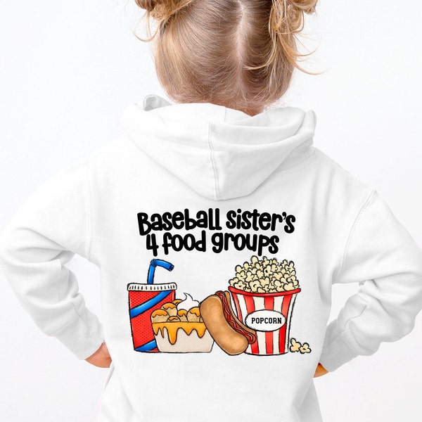 Baseball Sister's 4 Food Groups Concession Stand Clipart PNG, not cutting file, commercial, transparent background, baseball sister
