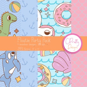 Pool Seamless Pattern Digital Design pool floaties digital paper pool digital design summer seamless pattern for commercial use pool party
