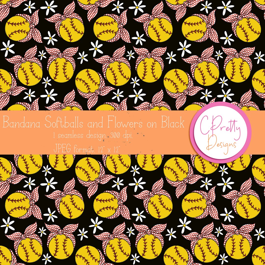 Softball Seamless Pattern Repeating File for Fabric Printing Softball ...