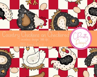 Seamless chicken pattern for fabric chicken repeating pattern seamless farm pattern chicken digital paper repeating chicken checker pattern