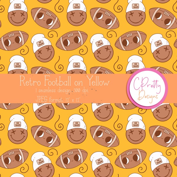 Football seamless pattern for fabric commercial use seamless repeating pattern football digital paper pattern retro football beanie football