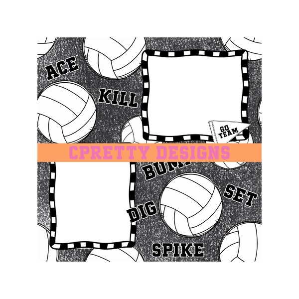 Premade volleyball digital scrapbook sheet 12 x 12 volleyball digital scrapbook page digital scrapbooking layout volleyball scrapbook paper