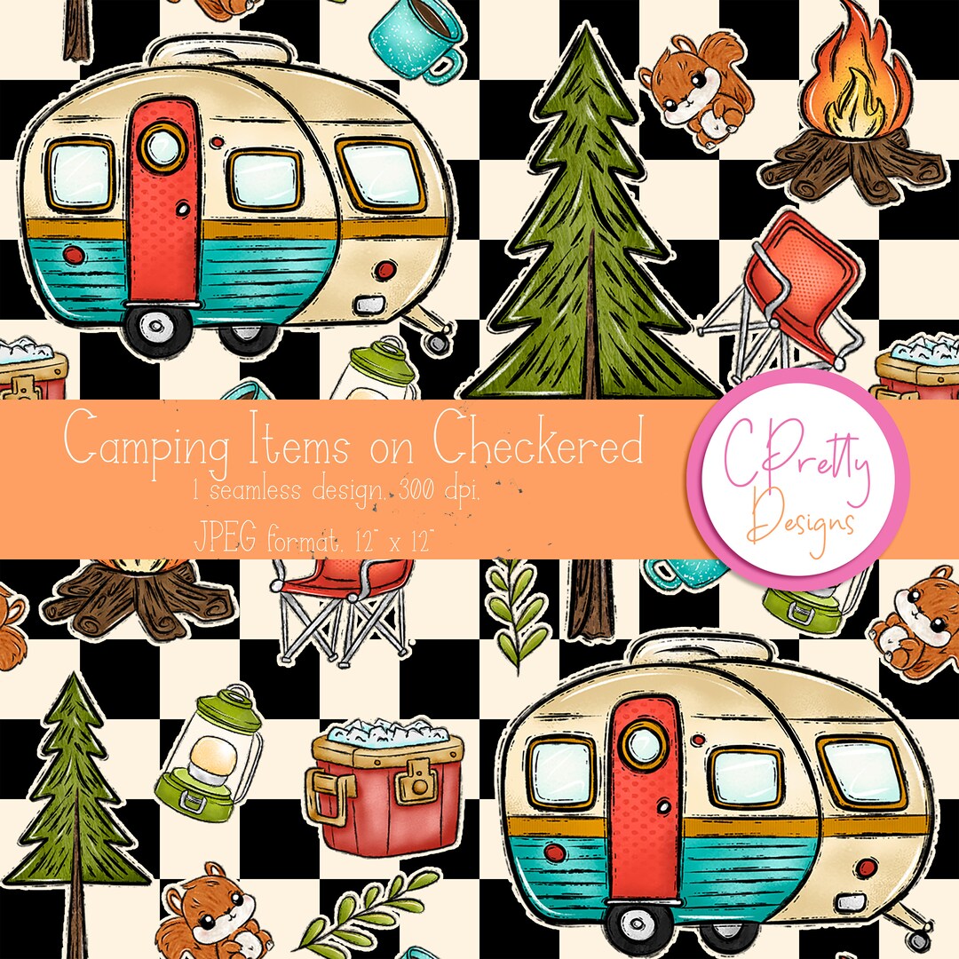 Camping Seamless Pattern for Fabric Use Repeating Pattern for ...