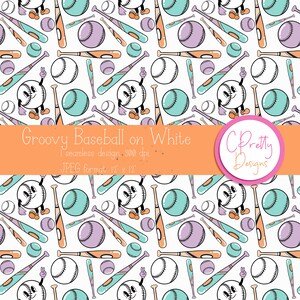 Baseball seamless pattern repeating file for fabric printing baseball seamless digital pattern for commercial use baseball pattern retro