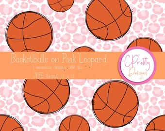 Basketball seamless pattern for fabric pattern for basketball seamless repeating pattern for commercial use pattern for digital paper pink