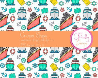 Cruise seamless pattern for commercial use Cruise digital design for fabric Boat seamless pattern Vacation seamless pattern boat design
