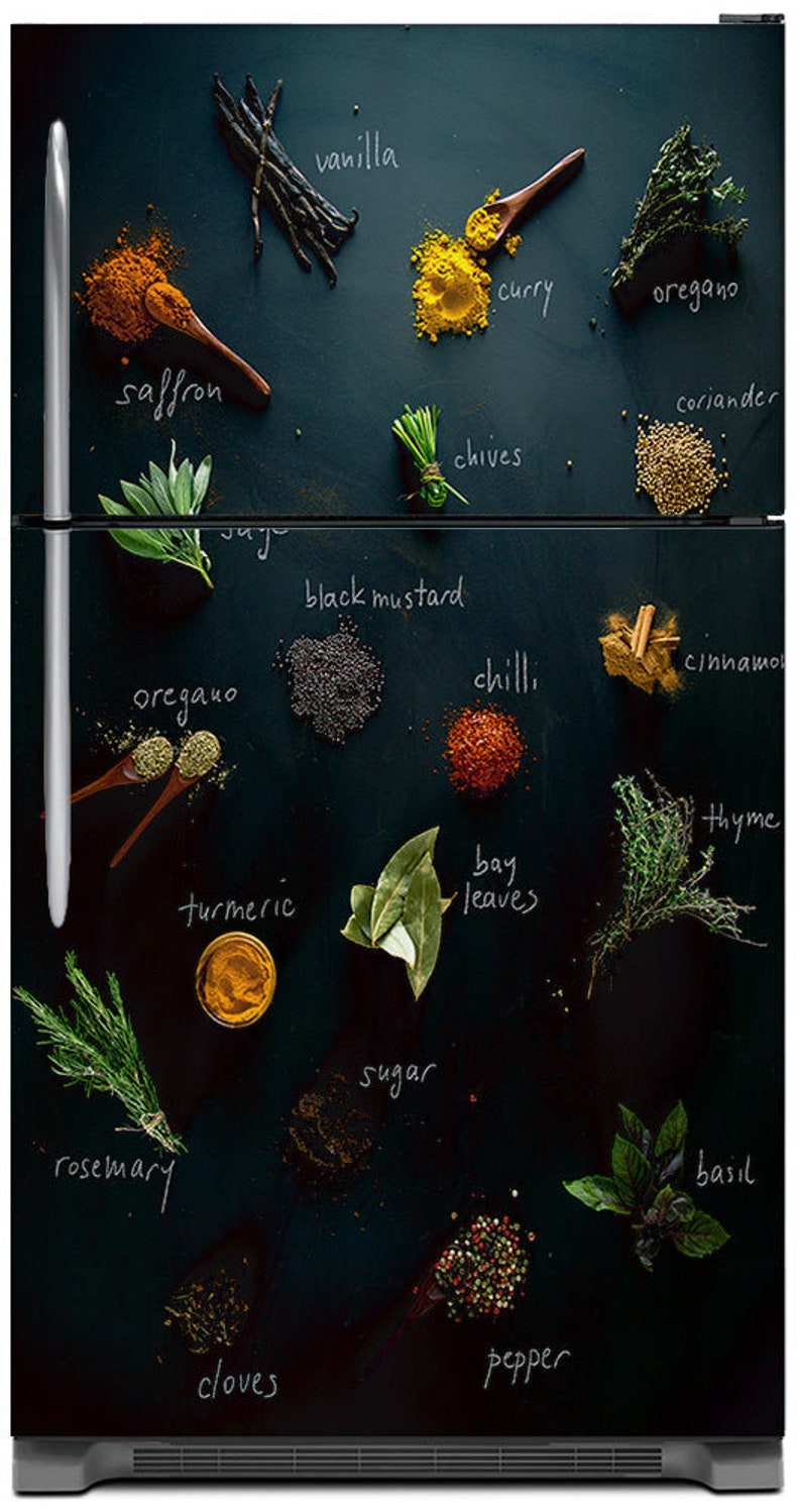 Herbs & Spices Refrigerator Cover Skin Panel Wrap Etsy