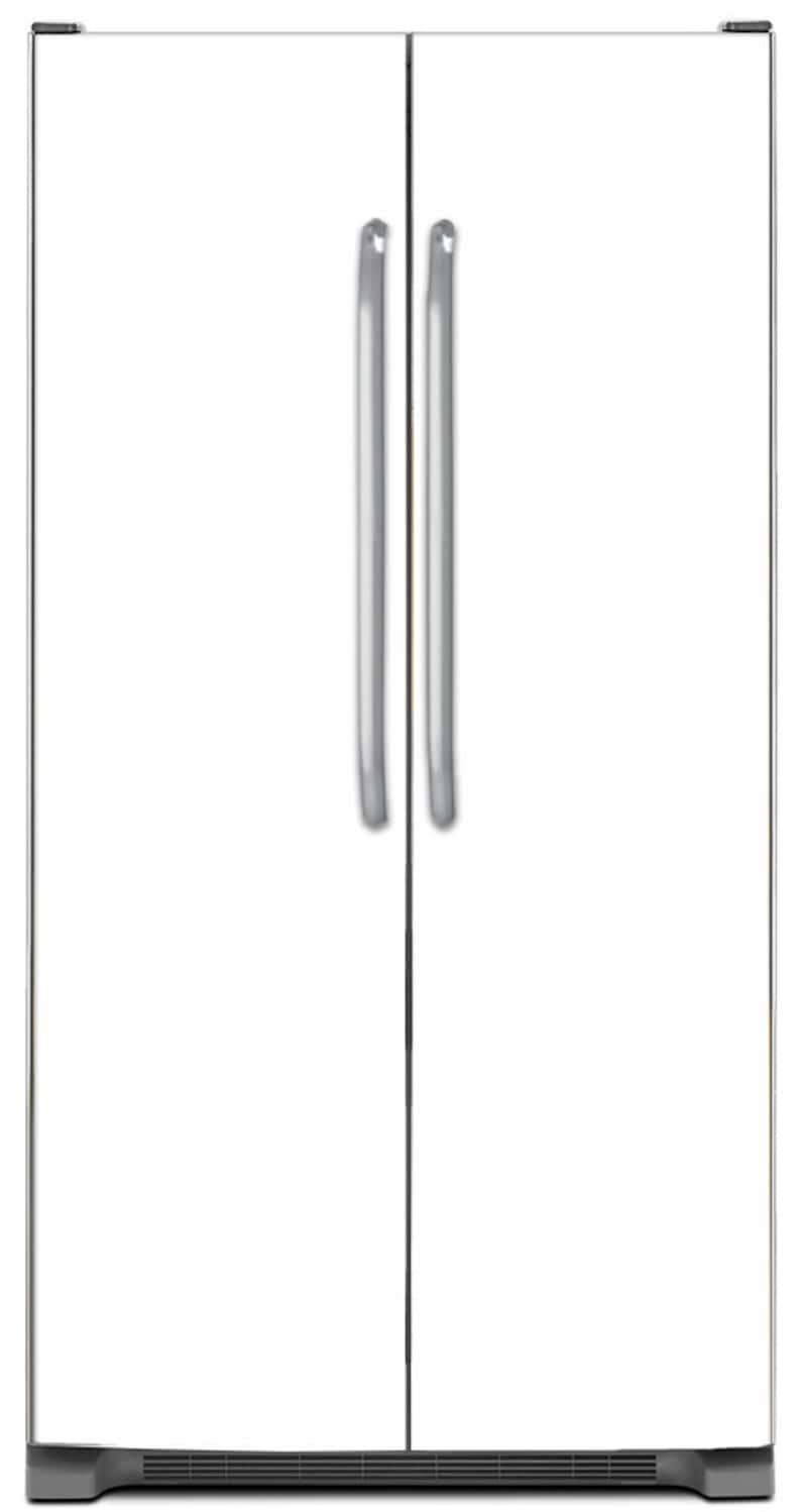 Pode incluir: Um refrigerador branco de duas portas com duas al&ccedil;as prateadas.