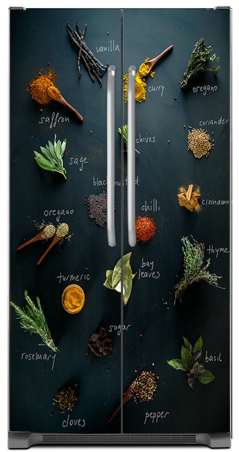 Herbs & Spices Refrigerator Cover Skin Panel Wrap Etsy