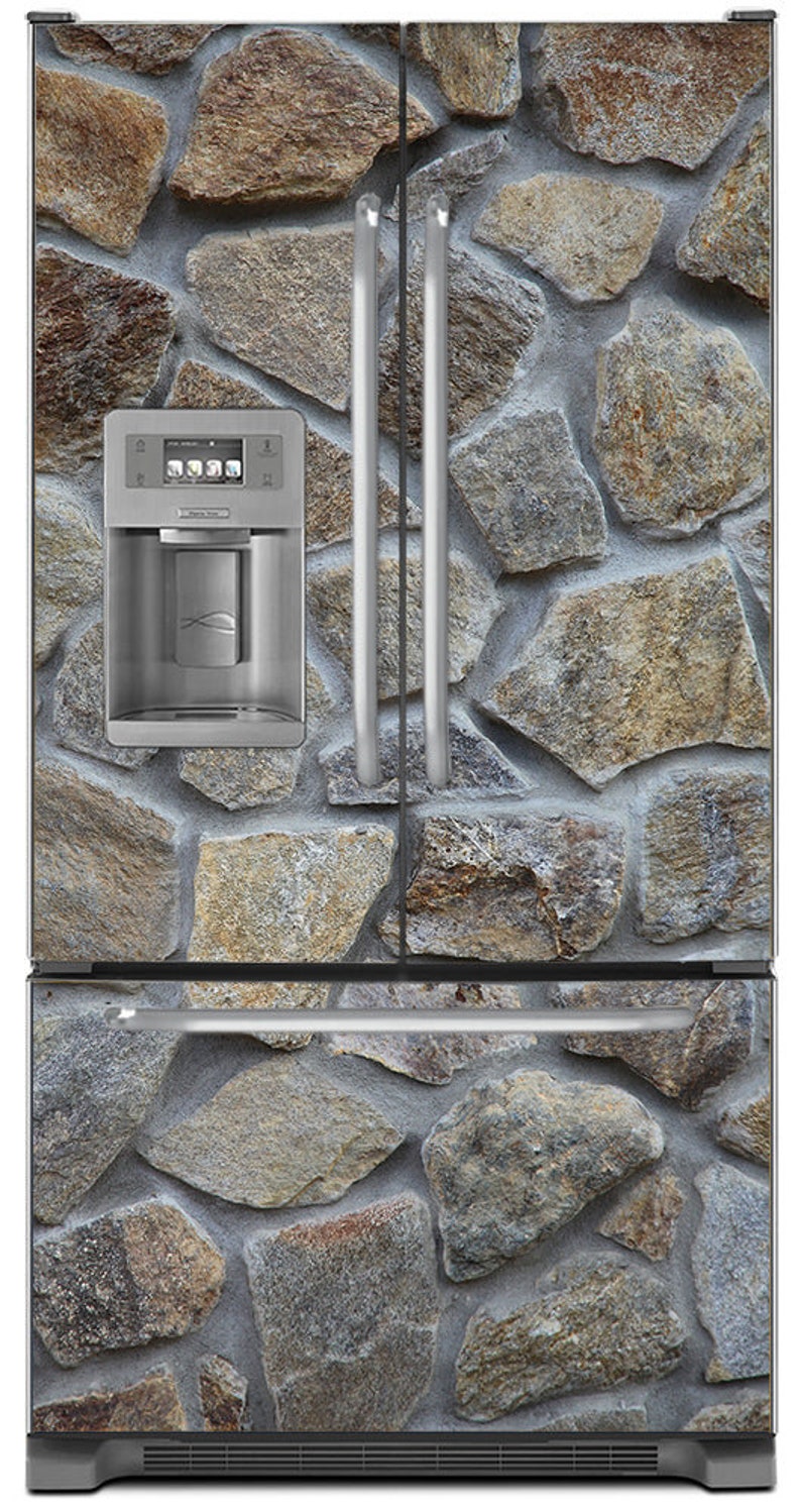 Stone Wall Refrigerator Cover Skin Etsy