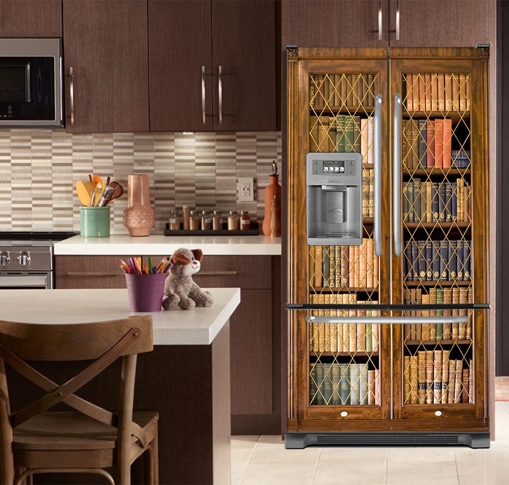 Magnetic Bookcase Refrigerator Cover Skin