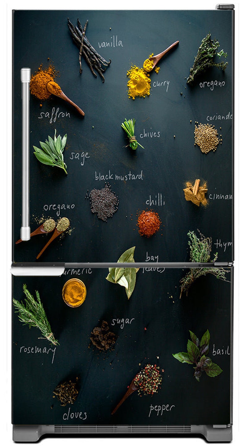 Herbs & Spices Refrigerator Cover Skin Panel Wrap Etsy