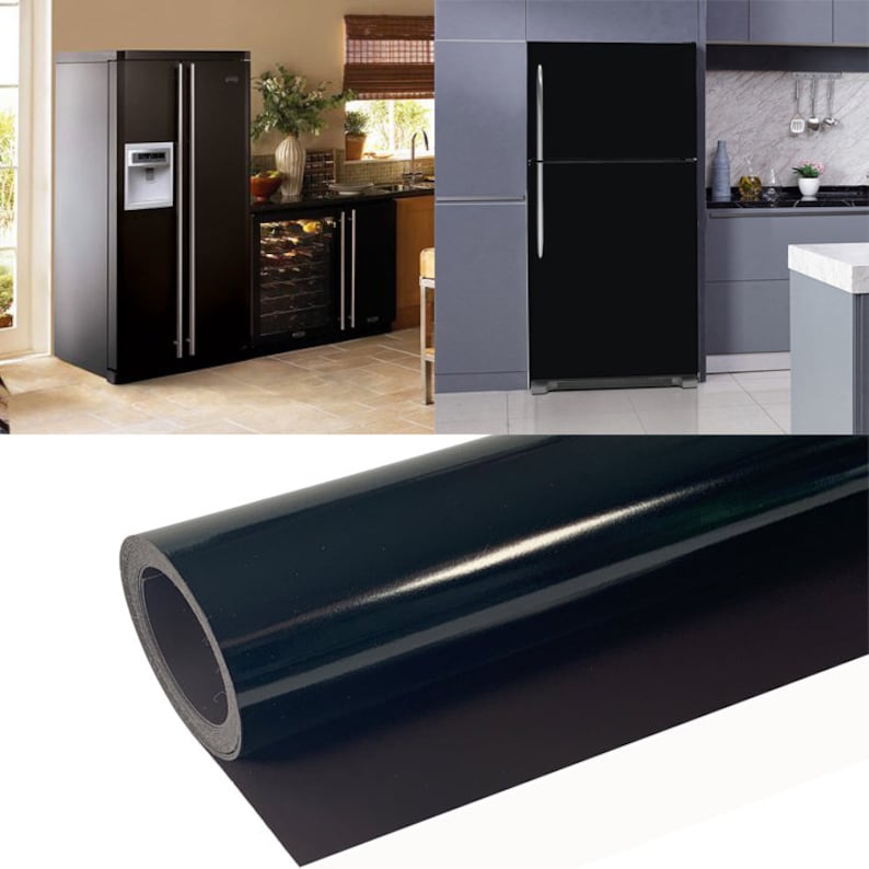 Gloss Black Refrigerator Wraps Change Fridge Door Color Match