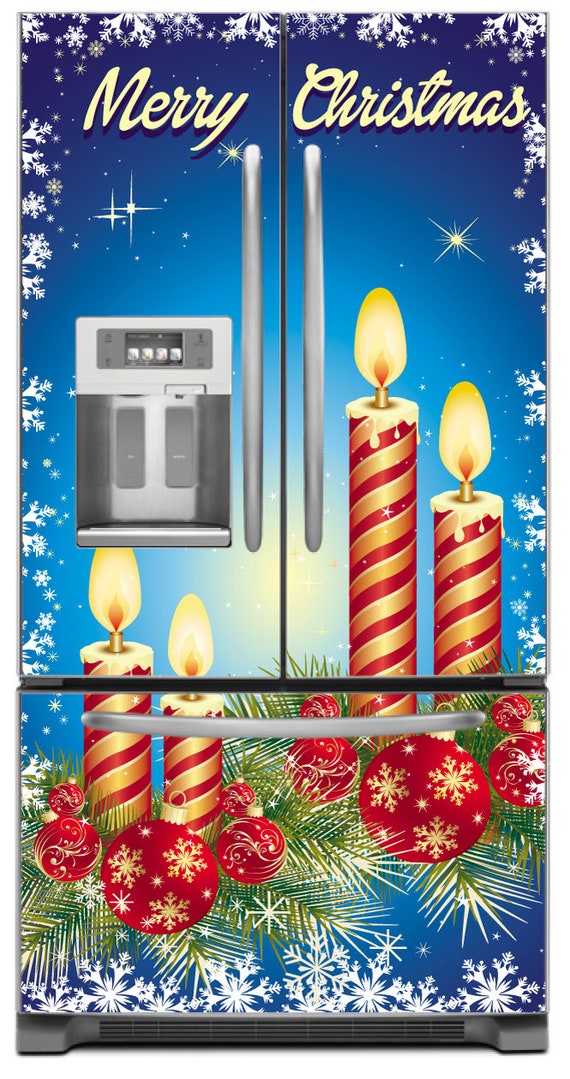 Magnetic Merry Christmas Bow Refrigerator Cover Skin