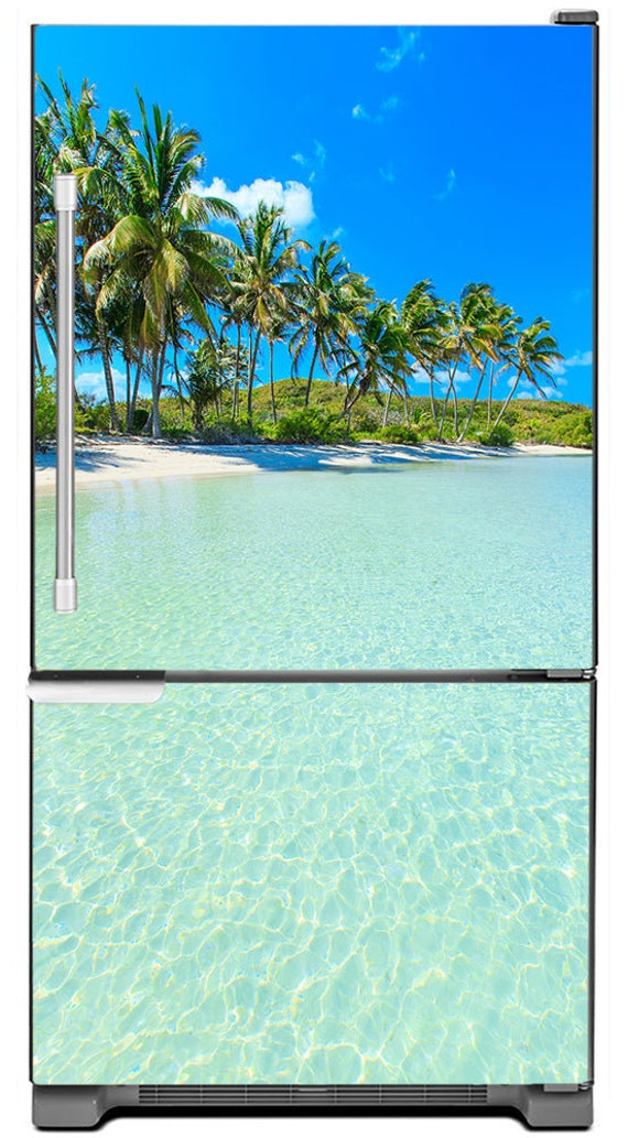 Magnetic Paradise Island Refrigerator Cover Skin 