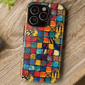Boho Phone Case | Stylish Abstract Mosaic Tile Decorative Tough Case Design for iPhone 16, Google Pixel & Samsung Galaxy