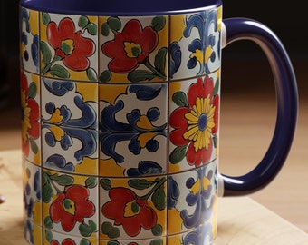 Talavera Mug, Mexican hand made Tile Decorative Design, Ceramic Coffee Mug (11oz - 15oz )