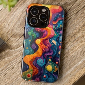 Psychedelische Handyhülle | 70&#39;s Retro inspiriertes Flower Power robustes Schutzhüllen-Design, für iPhone 16, Google Pixel & Samsung Galaxy Modelle