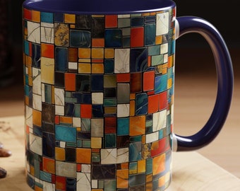 Tazza artistica / Design decorativo in stile piastrellato in ceramica, tazza da caffè in ceramica (11 oz - 15 oz)