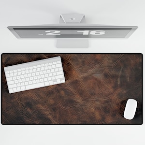 Leather Desk Mat | Leather Effect Print Computer Desk Mat and Mouse Mat
