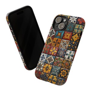 Telefoonhoesje met tegelpatroon | Rustiek Spaans-Mexicaans Talavera handgemaakt tegelpatroon voor iPhone 17, Google Pixel en Samsung Galaxy afbeelding 10