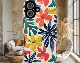 Matisse iPhone Case | Matisse Inspired Leaf Pattern MagSafe Tough Case Design for iPhone 16, 15, 14 13.