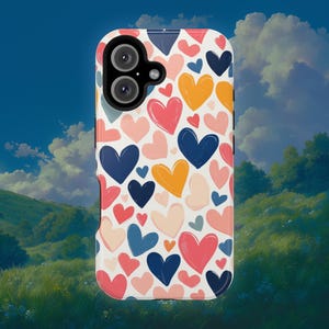 Heart iPhone Case | Love Heart Cute Pattern MagSafe Tough Case Design for iPhone 16, 15, 14 13.