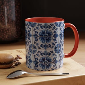 Azulejo Tile Mug | Portuguese Blue Mediterranean Tile Design Ceramic Coffee Mug (11oz - 15oz) image 3