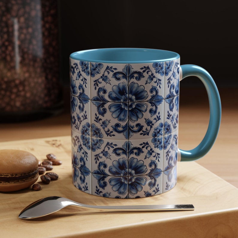Azulejo Tile Mug | Portuguese Blue Mediterranean Tile Design Ceramic Coffee Mug (11oz - 15oz) image 7