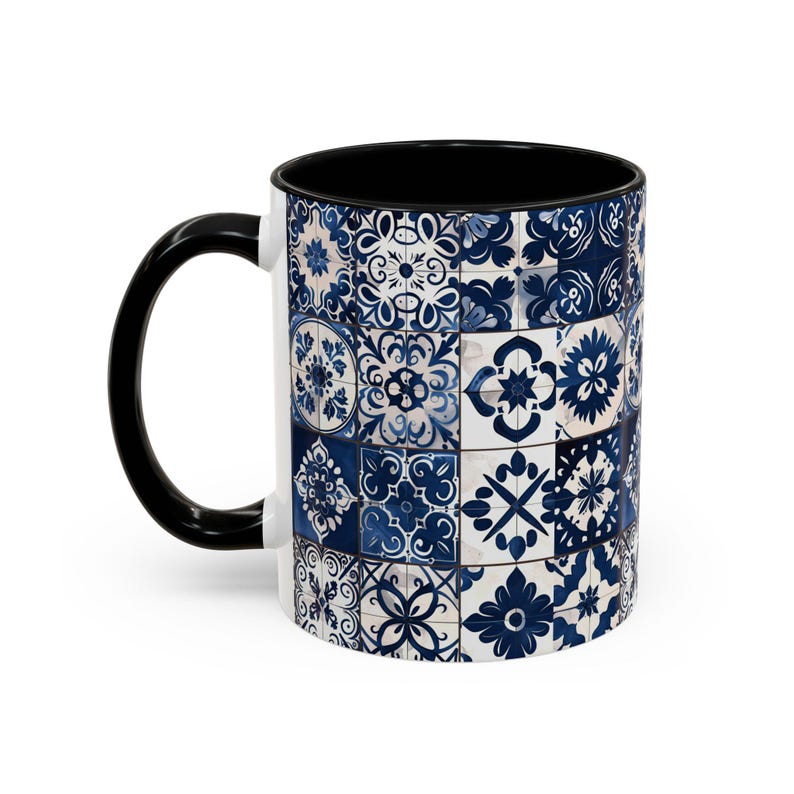 Azulejo Mug | Mediterranean Style Portuguese Blue Tiles Design, Ceramic Coffee Mug (11oz - 15oz) image 6