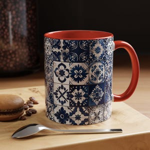 Azulejo Mug | Mediterranean Style Portuguese Blue Tiles Design, Ceramic Coffee Mug (11oz - 15oz) image 3