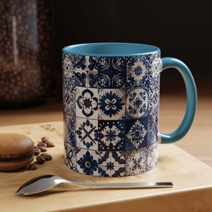 Azulejo Mug | Mediterranean Style Portuguese Blue Tiles Design, Ceramic Coffee Mug (11oz - 15oz) image 7
