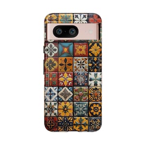 Telefoonhoesje met tegelpatroon | Rustiek Spaans-Mexicaans Talavera handgemaakt tegelpatroon voor iPhone 17, Google Pixel en Samsung Galaxy afbeelding 11