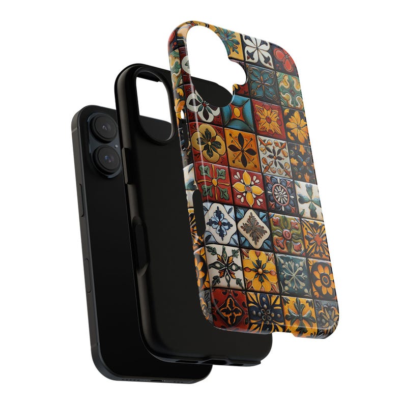 Telefoonhoesje met tegelpatroon | Rustiek Spaans-Mexicaans Talavera handgemaakt tegelpatroon voor iPhone 17, Google Pixel en Samsung Galaxy afbeelding 6