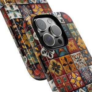 Telefoonhoesje met tegelpatroon | Rustiek Spaans-Mexicaans Talavera handgemaakt tegelpatroon voor iPhone 17, Google Pixel en Samsung Galaxy afbeelding 8