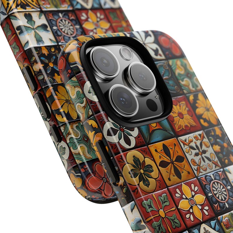 Telefoonhoesje met tegelpatroon | Rustiek Spaans-Mexicaans Talavera handgemaakt tegelpatroon voor iPhone 17, Google Pixel en Samsung Galaxy afbeelding 8