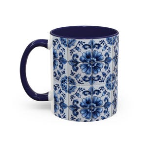 Azulejo Tile Mug | Portuguese Blue Mediterranean Tile Design Ceramic Coffee Mug (11oz - 15oz) image 2