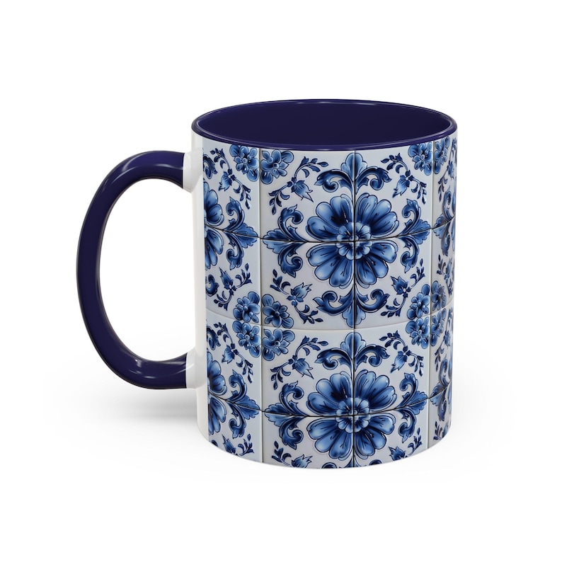 Azulejo Tile Mug | Portuguese Blue Mediterranean Tile Design Ceramic Coffee Mug (11oz - 15oz) image 2